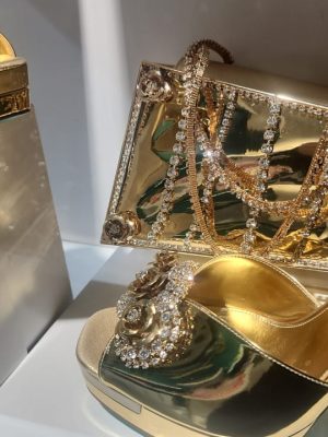 Palmieri Luxury Gold Crystal Heels and Clutch Set
