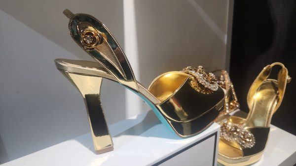 Palmieri Luxury Gold Crystal Heels and Clutch Set